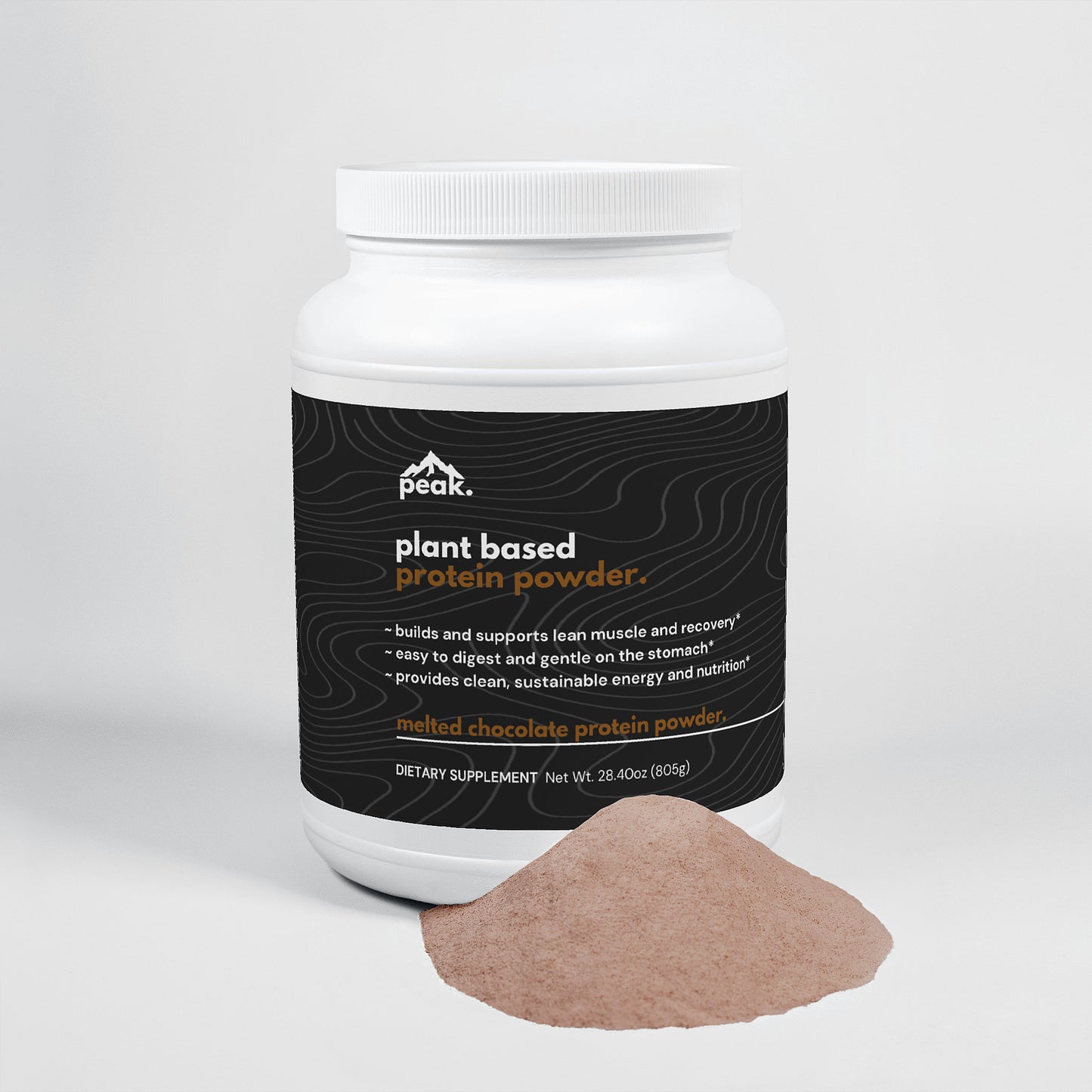 plant based melted chocolate protein powder.