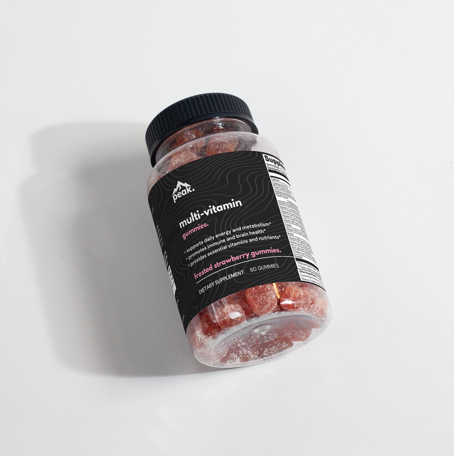 multi-vitamin frosted strawberry gummies.