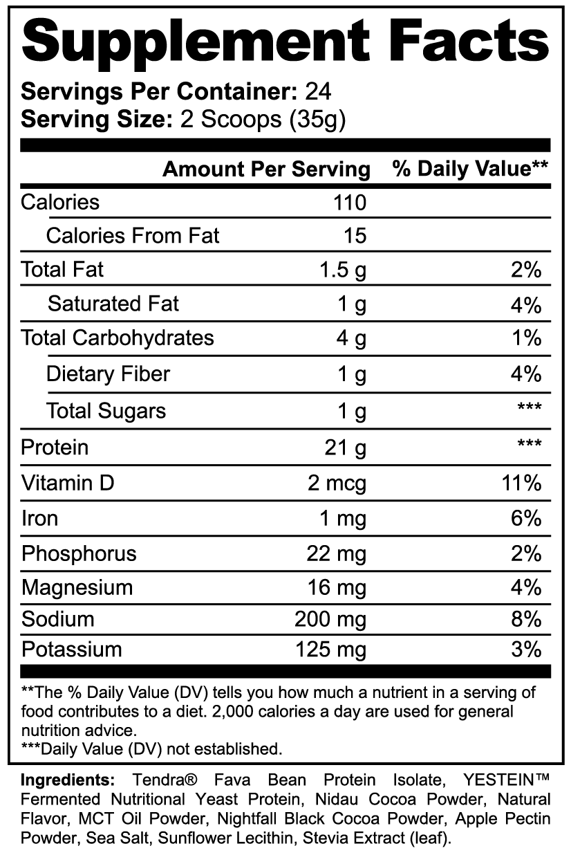 plant based melted chocolate protein powder.