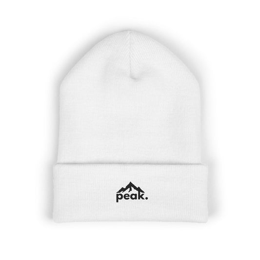 peak. classic cuffed beanie - white.