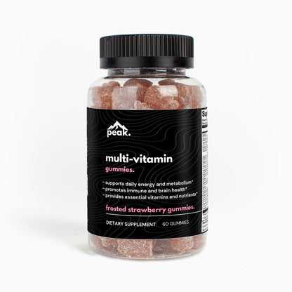 multi-vitamin frosted strawberry gummies.