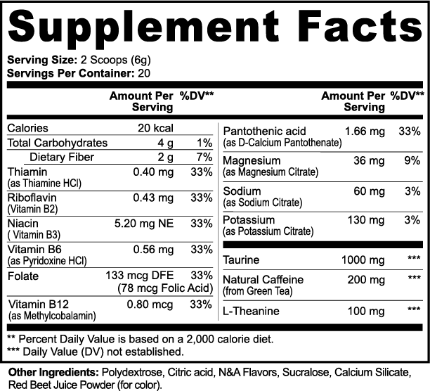 energy & focus powder - guava berry.